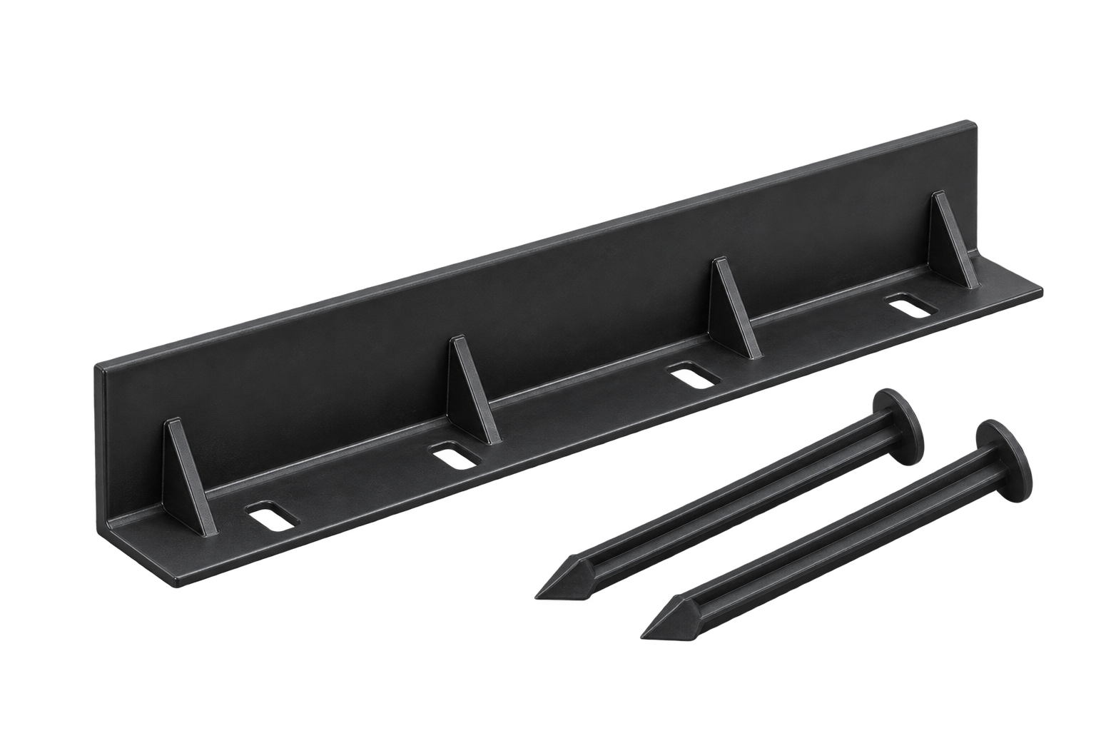 Short section of plain black paver edge restraint