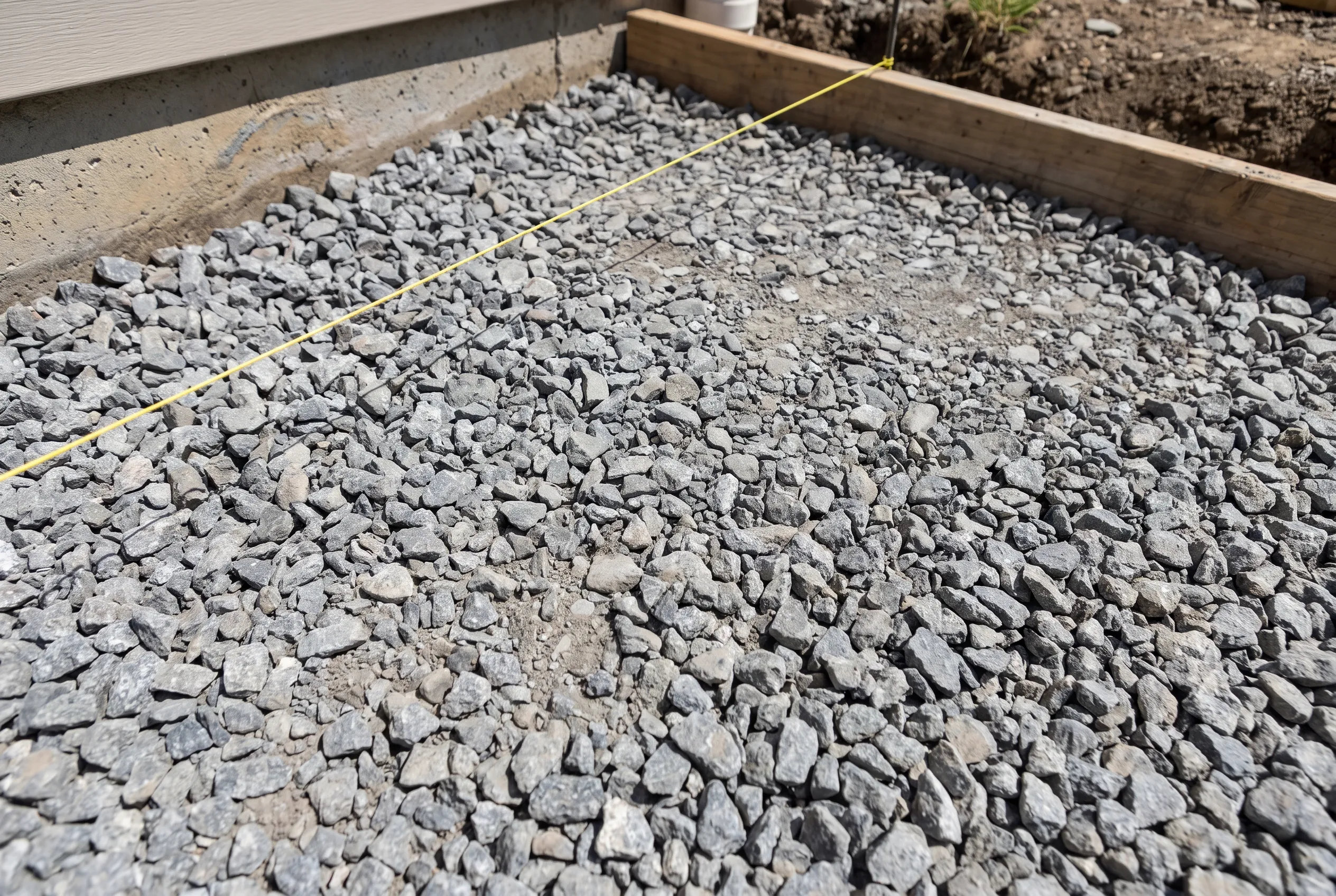 Crushed paver base aggregate in a compacted worksite layer