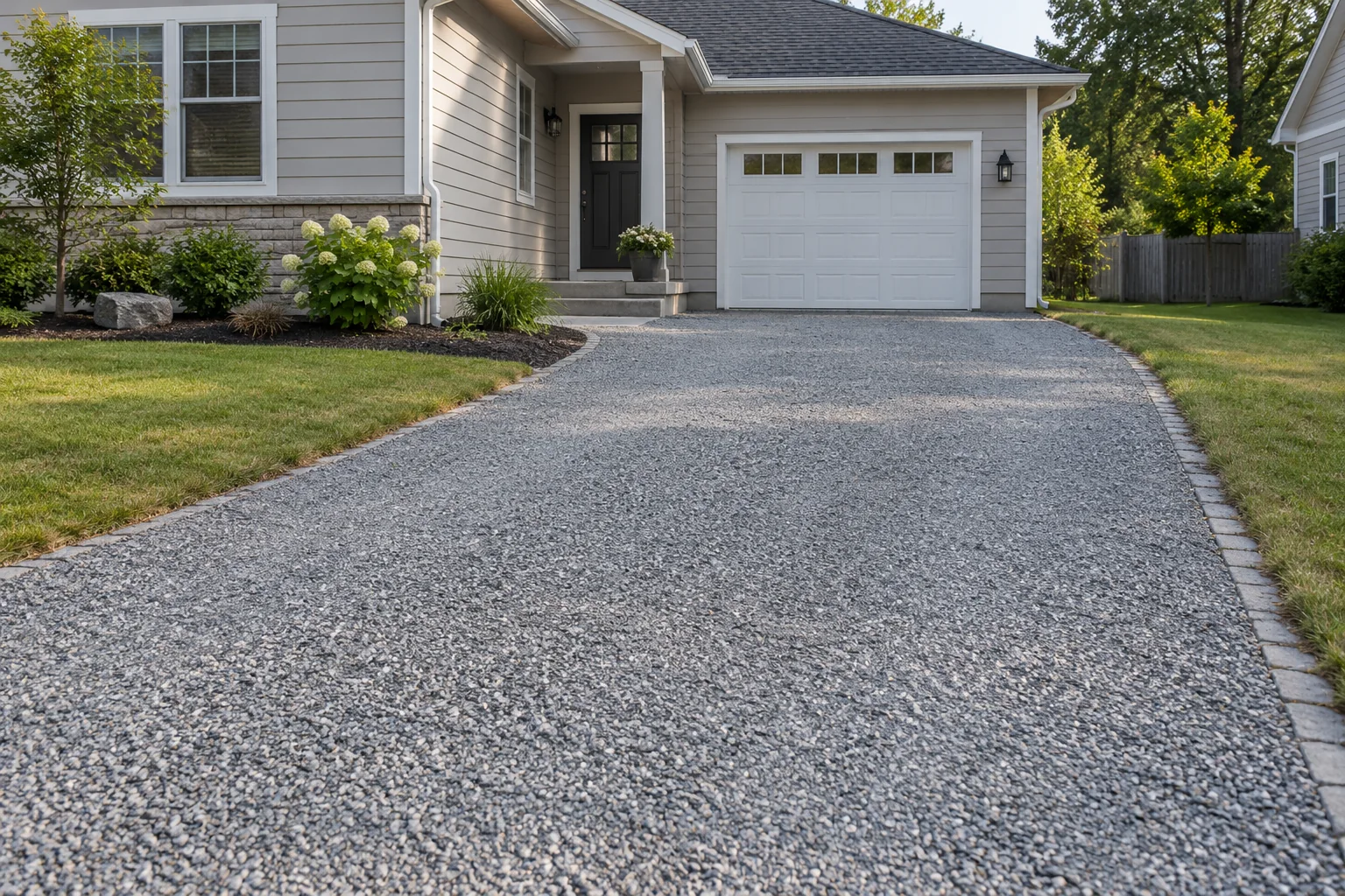 Residential gravel driveway with credible compacted layers